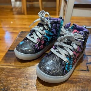 Athletic Works Kids Glitter Sneakers - Black, Purple, Blue